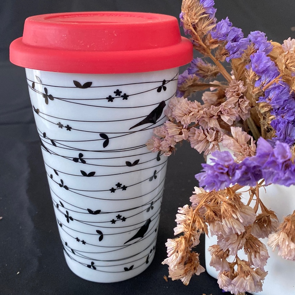 COPY - Ciroa - quality porcelain tumbler - birds on a vine. Retired pattern/des…